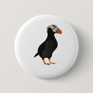 Adorable Crested Puffin Standing Cartoon 2 Inch Round Button