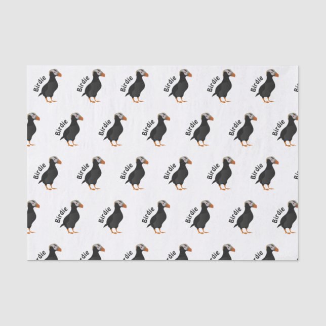 Adorable Crested Puffin Standing Cartoon Tissue Paper (Front)