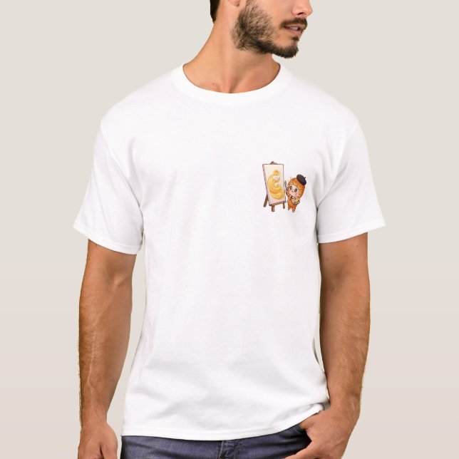 Adorable Croissant Artist Character Painting T-Shirt (Front)