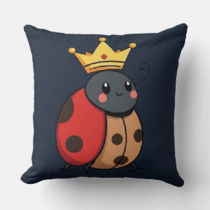 Adorable Crowned Ladybug Sweet Royal Bug, Kids Roo Throw Pillow