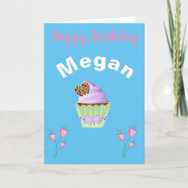 ADORABLE CUPCAKE CUSTOM BIRTHDAY CARD (Front)