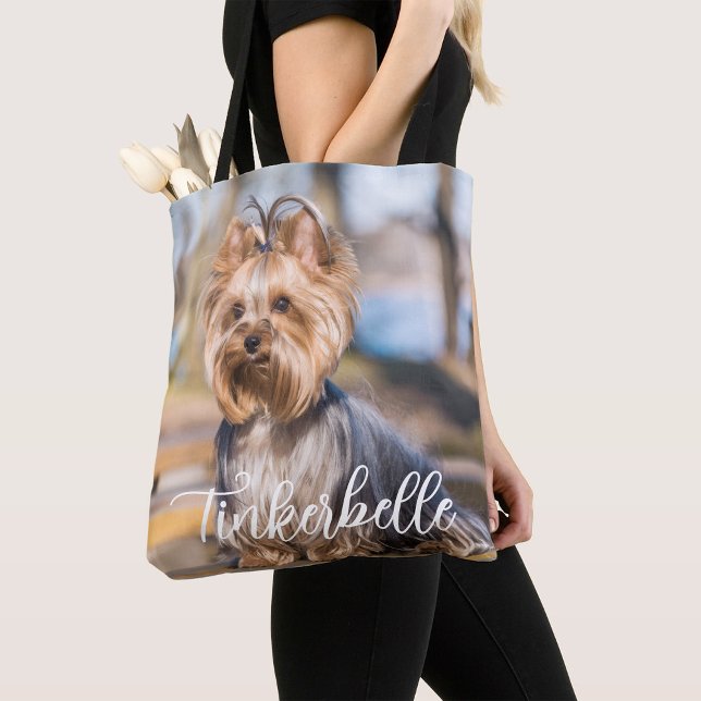 Adorable Custom Pet Photo with Name Tote Bag (Creator Uploaded)