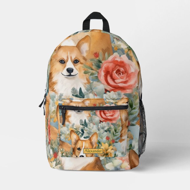 Adorable Custom Puppy  Printed Backpack (Front)