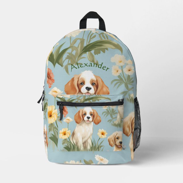 Adorable Custom Puppy  Printed Backpack (Front)