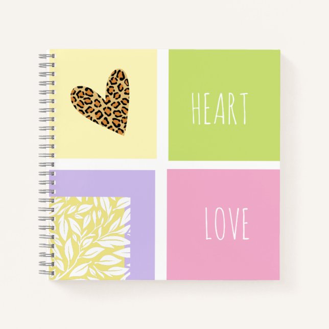 Adorable custom text backside Colour block pastel Notebook (Front)