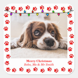 Adorable Customizable Christmas Wishes with Dog Square Sticker