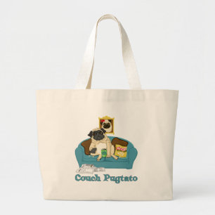 Adorable Customizable Couch Pugtato Tees, Gifts Large Tote Bag