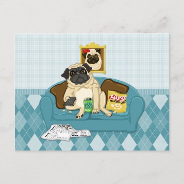 Adorable Customizable Couch Pugtato Tees, Gifts Postcard (Front)