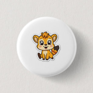 Adorable Cute Baby Fox Cartoon Illustration Button