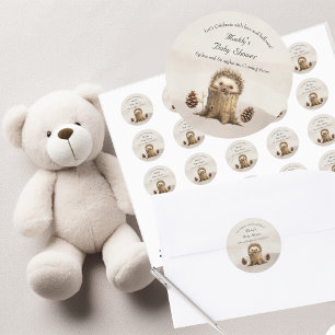 Adorable Cute Baby Hedgehog Baby Shower Classic Round Sticker