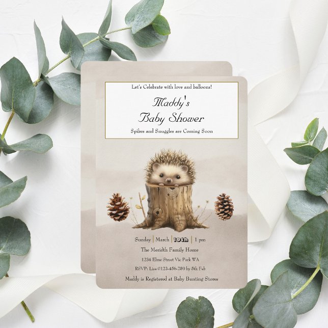 Adorable Cute Baby Hedgehog Baby Shower  Invitation (Creator Uploaded)