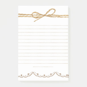 Adorable cute brown robe white beautiful lace post-it notes