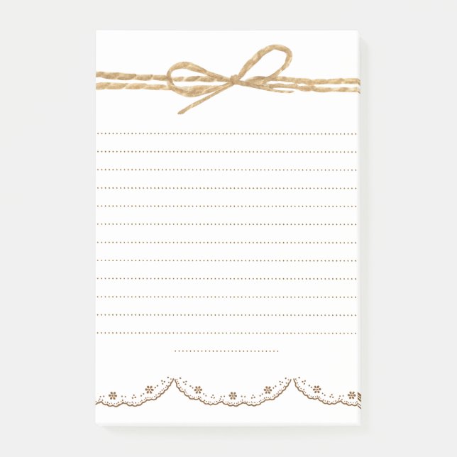 Adorable cute brown robe white beautiful lace post-it notes (Front)