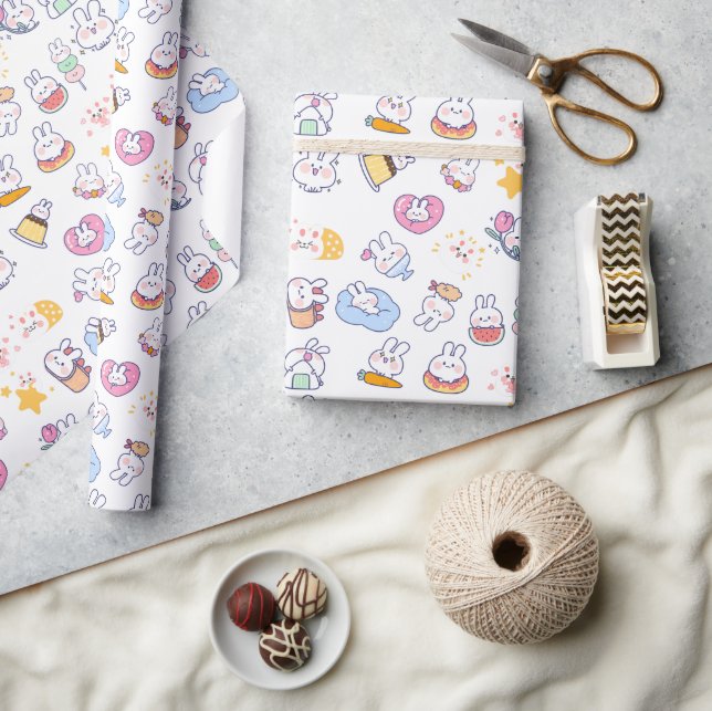 Adorable & Cute Bunny Pattern Wrapping Paper (Crafts)