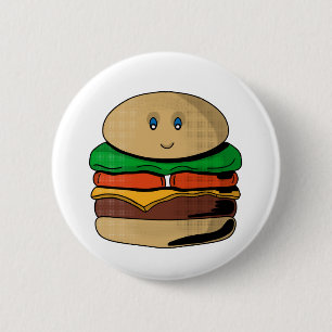 Adorable Cute Burger Hamburger Kawaii 2 Inch Round Button