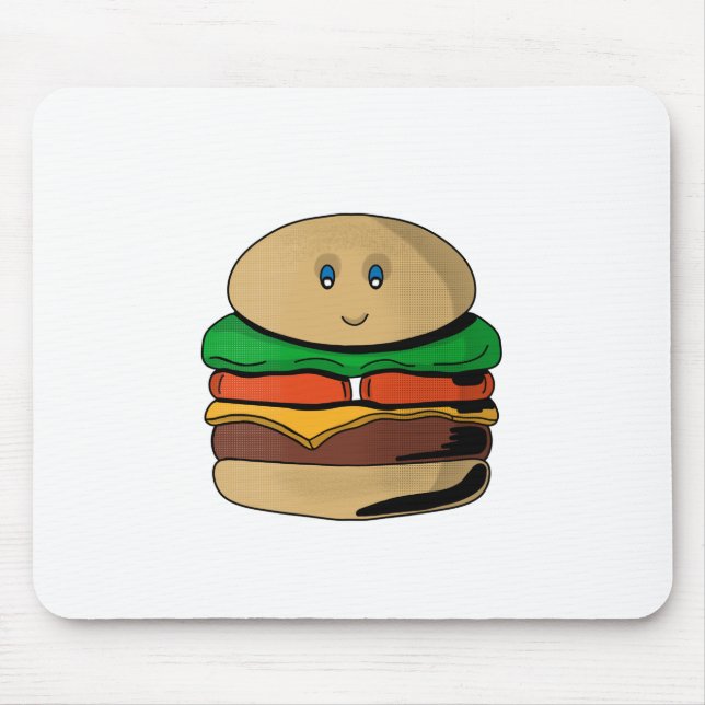 Adorable Cute Burger Hamburger Kawaii Mouse Pad (Front)