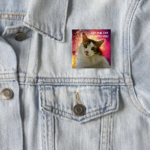 Adorable Cute Calico Cat 2 Inch Square Button