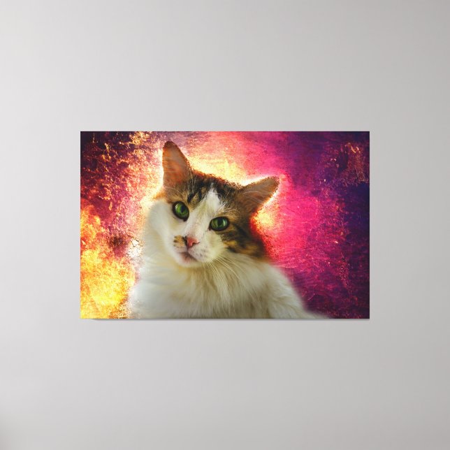 Adorable Cute Calico Cat Canvas Print (Front)