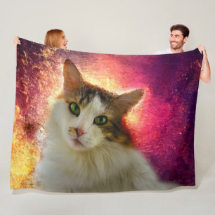 Adorable Cute Calico Cat Fleece Blanket