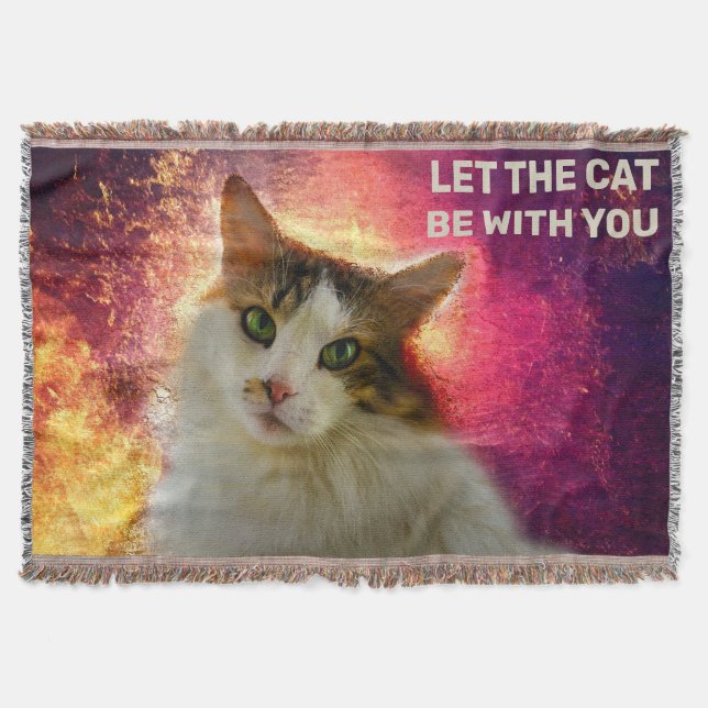 Adorable Cute Calico Cat Throw Blanket (Front)