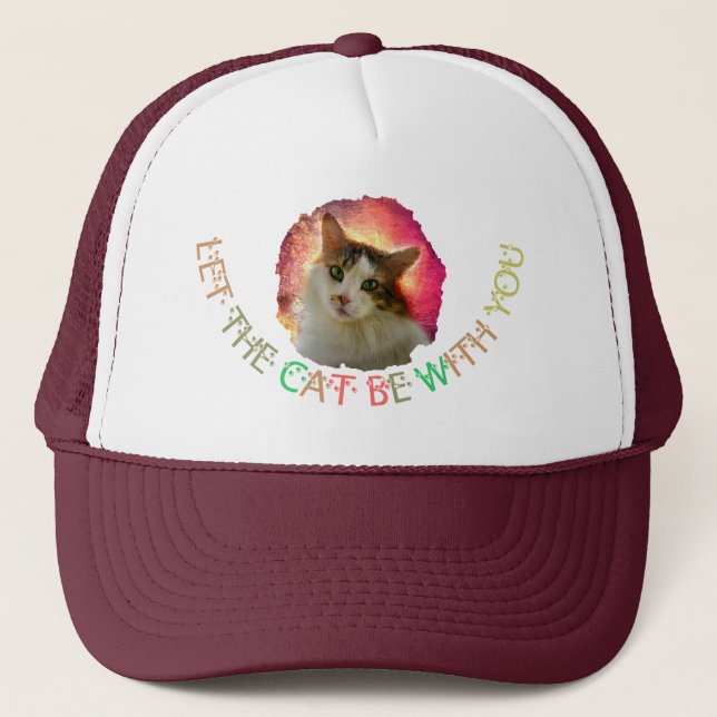 Adorable Cute Calico Cat Trucker Hat (Front)