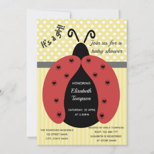 Adorable cute cartoon ladybug baby shower invitation