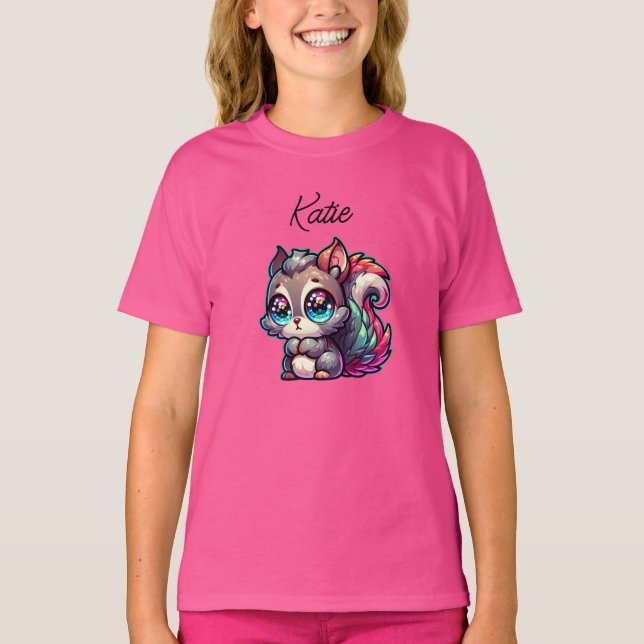 Adorable Cute Cartoon Squirrel Personalized  T-Shirt (Front)