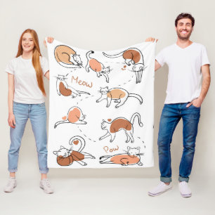 Adorable cute cat meow pow white brown chic modern fleece blanket