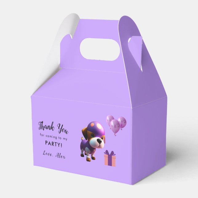 Adorable Cute Dog Children’s Birthday Party  Favor Box (Front Side)