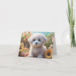 Adorable Cute Fluffy Puppy Blank Greeting Card