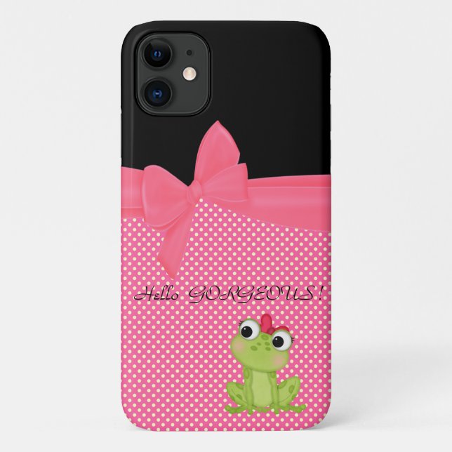 Adorable Cute Frog on Polka Dots-Hello Gorgeous Case-Mate iPhone Case (Back)