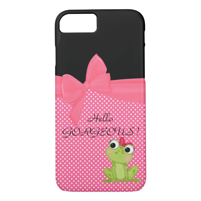 Adorable Cute Frog on Polka Dots-Hello Gorgeous Case-Mate iPhone Case (Back)