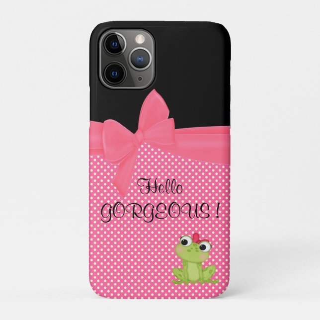 Adorable Cute Frog on Polka Dots-Hello Gorgeous Case-Mate iPhone Case (Back)