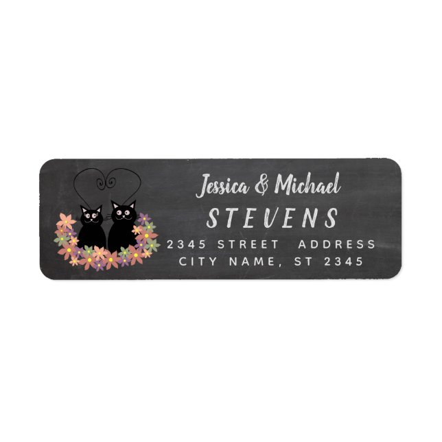 Adorable cute funny cartoon cat couple chalkboard (Front)