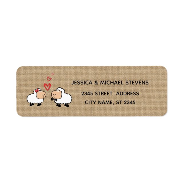 Adorable cute funny cartoon sheep in love burlap (Front)