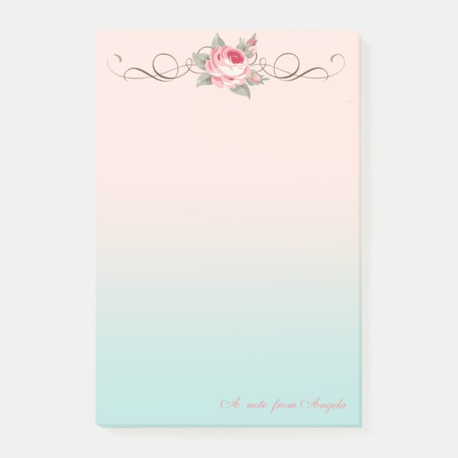 Adorable Cute Girly,Rose-Personalized Post-it Notes (Front)