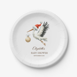 Adorable Cute Holiday Stork Paper Plate