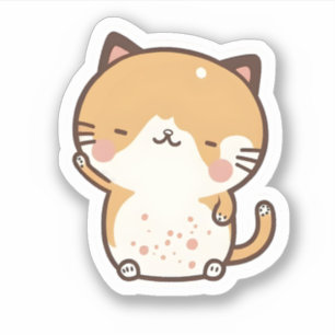 Adorable Cute Kawaii Cat Sitting and Smiling