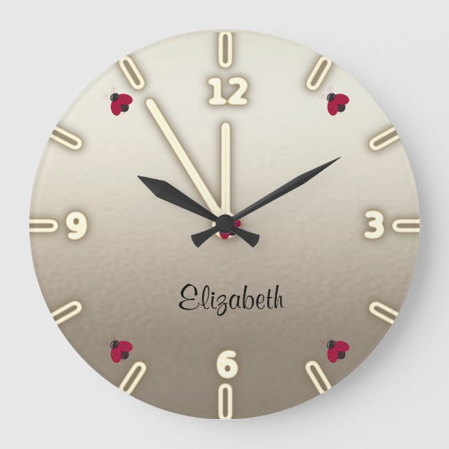 Adorable Cute ,Ladybugs,Luminous-Personalized Large Clock (Front)
