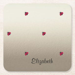 Adorable Cute ,Ladybugs,Luminous-Personalized Square Paper Coaster