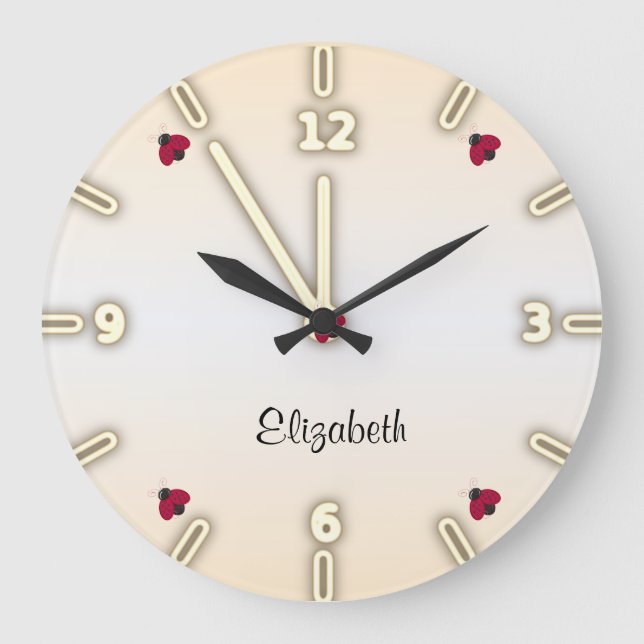 Adorable Cute ,Ladybugs -Personalized Large Clock (Front)