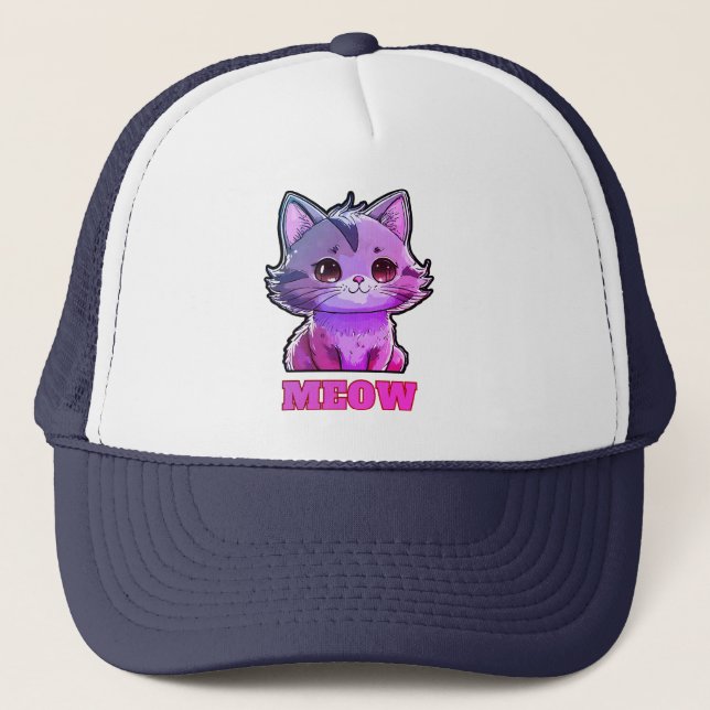 Adorable Cute Meow  Trucker Hat (Front)