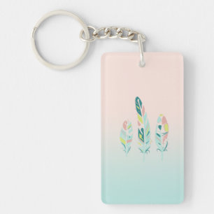 Adorable Cute  Modern Girly Feathers Keychain