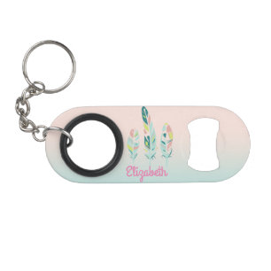 Adorable Cute  Modern Girly Feathers Mini Bottle Opener