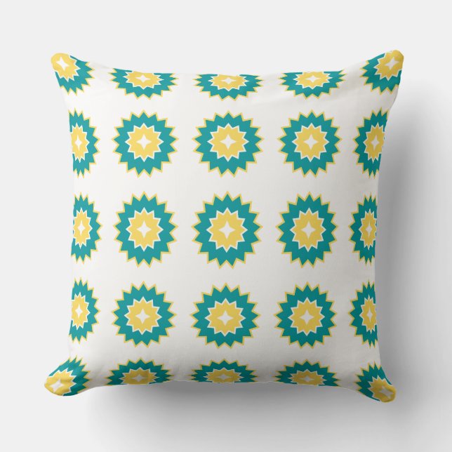 Adorable cute modern pattern blue white yellow  throw pillow (Front)