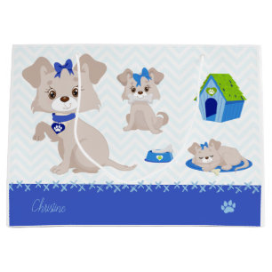 Adorable Cute Mommy Dog with Puppies Kid Large Gift Bag