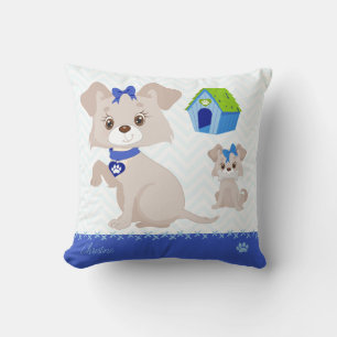 Adorable Cute Mommy Dog with Puppy Throw Pillow