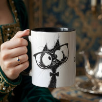 Adorable Cute Nerd Cat with Glasses Coffe Mug