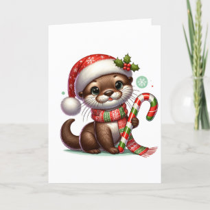 Adorable Cute Otter Christmas Card