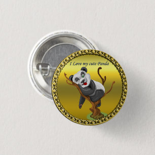 Adorable cute panda bear sleeping in a tree 1 inch round button